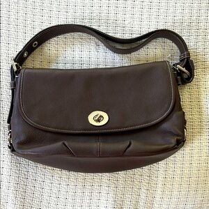 Women's Dark Brown Coach Leather Shoulder Bag